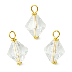 Золотой Акриловый кулон с железными булавками с плоской головкой, двухконусные подвески, золотые, 25x16x15.5 мм, отверстие : 4~4.5 мм