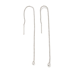 Платина Покрытие стойки латунная проволока для ушей, без кадмия и без свинца, долговечный, платина, 111x3x1 мм, отверстие : 1.8 мм, штифты : 0.6 мм