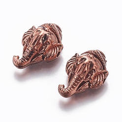 Antique Rose Gold Tibetan Style Alloy Beads, Elephant, Antique Rose Gold, 20x13.7x8mm, Hole: 1.8mm