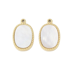 Oval Природные подвески оболочки, ионное покрытие (ip) 304 брелоки из нержавеющей стали, ручная полировка, реальный 18 k позолоченный, овальные, 19.5x12x3 мм, отверстие : 1.2 мм