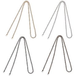 Mixed Color Bag Strap Chains, with Iron Curb Chains and Alloy Lobster Claw Clasps, for Bag Straps Replacement Accessories, Antique Bronze & Gunmetal & Light Gold & Platinum, 1200mm, Link: 9.5x6x1.5mm, Clasp: 25x8.5x3mm, 4pcs/set