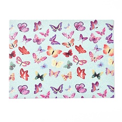 Colorful Double-Faced Imitation Leather Fabric, Frosted, Glitter Powder, for DIY Earrings Making, Butterfly Pattern, Colorful, 200x150x2mm