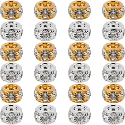 Платиновый & Золотой 40 шт. 2 цвета латунных дистанционных бусин, с кристально горный хрусталь, рондель, платиной и золотом, 10 мм, отверстие : 2.6 мм, 20 шт / цвет