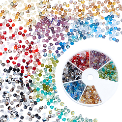 Mixed Color 420Pcs 6 Colors Czech Glass Beads, Faceted, Bicone, Mixed Color, 4x3.5~4mm, Hole: 0.8mm