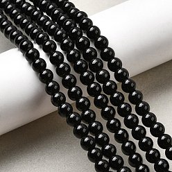 Обсидиан Натуральный черный обсидиан бисер пряди, круглые, 6 мм, отверстие : 1.5 мм, около 64 шт / нитка, 14.96 дюйм (38 см)