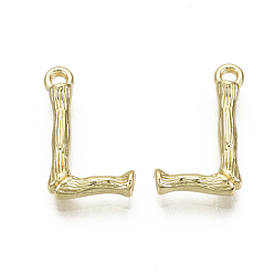 Letter L Подвески из сплава , без кадмия, без никеля и без свинца, бамбуковая буквица, реальный 18 k позолоченный, letter.l, l: 17x10x3 мм, отверстие : 1.5 мм