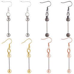 (52) Непрозрачная лаванда 4 пары 4 цвета фурнитура для железных подвесных сережек, Серьги ручной работы из бисера, разноцветные, 59.5x6.5 мм, 1 пара / цвет