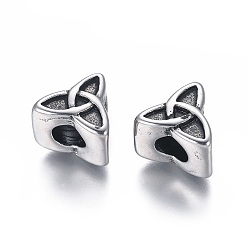 Античное Серебро 304 из нержавеющей стали европейские шарики, бусины с большим отверстием, цветок, античное серебро, 11x12x9 мм, отверстие : 5 мм