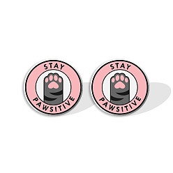 Бледно-Розовый Акриловые плоские круглые серьги-гвоздики с отпечатком ноги для женщин, розовый жемчуг, 15 мм