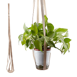 Bisque Imitation Leather Hanging Basket, Hanging Basket Rope, Bisque, 880mm, Inner Diameter: 74mm