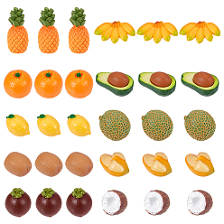 (52) Непрозрачная лаванда 30шт. 10 стили миниатюрных украшений в виде фруктов из смолы, аксессуары для домашнего кукольного домика с микро-ландшафтом, притворяясь опорными украшениями, смешанные формы, разноцветные, 14.5~26.5x13~26.5x5.5~19.5 мм, 3 шт / стиль