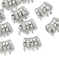 Real Platinum Plated SHEGRACE Brass Micro Pave Cubic Zirconia Pendants, Cadmium Free & Nickel Free & Lead Free, Clear, Real Platinum Plated, 9x11x6mm, Hole: 1.4mm and 3.5mm