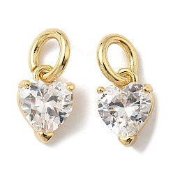 Прозрачный Кулон из циркония, с целью перехода в кольце, сердце прелести, без свинца и без кадмия, долговечный, реальный 18 k позолоченный, стойки покрытие, прозрачные, 11.5x8.5x4.5 мм, отверстие : 4.9 мм