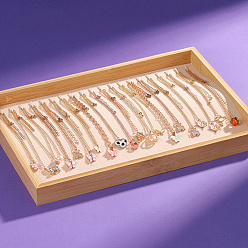 Античный Белый Бамбуковый поднос для органайзера для ожерелья, с бантиком, прямоугольные, старинный белый, 35.5x24.5x3 см