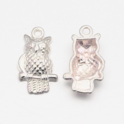 Серебро Сплавочные подвески тибетского стиля, без свинца и без кадмия, сова, для Хэллоуина, серебряные, 22x12x4.5 мм, отверстие : 2 мм