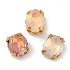 Золотой Латунные стеклянные стразы пришивные стразы, граненые, овальные, разноцветные, золотые, 10x8x6 мм, отверстие : 1 мм