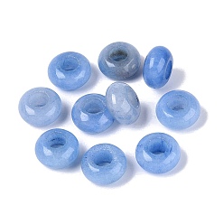 White Jade Dyed Natural White Jade European Beads, Large Hole Beads, Rondelle, Cornflower Blue, 13~14.5x6.5~8.5mm, Hole: 5.5~6mm