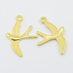 Золотой Сплавочные подвески тибетского стиля, без свинца, без никеля и без кадмия, птица, золотые, 31x22x2 мм, отверстие : 2 мм