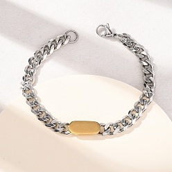 Золотой & Цвет Нержавеющей Стали 667 из нержавеющей стали овальные браслеты ссылка, браслеты-цепочки кубинского плетения с витым узором для женщин и мужчин, золотые и нержавеющая сталь цвет, 7.87~7.95 дюйм (20~20.2 см)