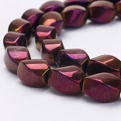 С Фиолетовым Покрытием Гальванические немагнитные синтетические гематитовые нити, твист, класс А, с фиолетовым покрытием, 12x8x8 мм, отверстие : 2 мм, около 34 шт / нитка, 15.82 дюйм