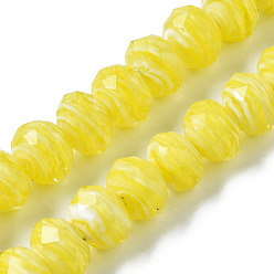 Желтый Бусы лэмпворк ручной работы, счеты, граненые, желтые, 11.5x8.5 мм, отверстие : 1.5 мм, около 45 шт / нитка, 15.16 дюйм (38.5 см)