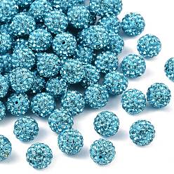 Аквамарин Бусины со стразами, полимерная глина , pave disco бусины, класс А, круглые, половине просверлил, аквамарин, 10 мм, отверстие : 1 мм
