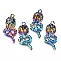 Rainbow Color Подвески из сплава , без кадмия и без свинца, кобра, Радуга цветов, 42x19x9.5 мм, отверстие : 3 мм