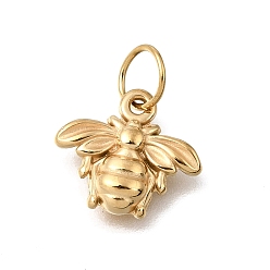 Bees 304 Stainless Steel Enamel Pendants, Ion Plating, Bees Charms, Real 18K Gold Plated, Bees, 12x13.5x3mm, Hole: 4.5mm
