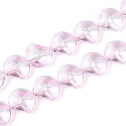 Бледно-Розовый Краска для выпечки, прозрачные стеклянные бусины, нити, самородки, розовый жемчуг, 13.5x13.5x8.5~9 мм, отверстие : 0.8~0.9 мм, около 50 шт / нитка, 26.38 дюйм (67 см)