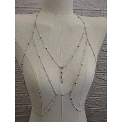 Платина Сплав кристалл горный хрусталь нагрудные цепи, цепи для бикини на теле, платина, 650 мм