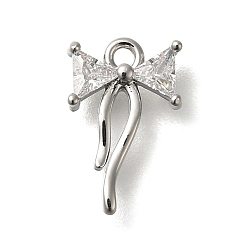 Платина Латунь с микропокрытием, без кадмия, без никеля и без свинца, долговечный, бантом, платина, 11.5x7.5x2.5 мм, отверстие : 1.2 мм