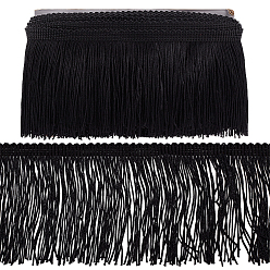 Черный 10 ярдов полиэстеровых кружевных лент с кисточками, украшение занавеса, чёрные, 3-1/2~4 дюйм (90~100 мм)