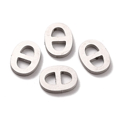 Stainless Steel Color Non-Tarnish 304 Stainless Steel Finding, Oval, Stainless Steel Color, 10x7.5x1.5mm, Hole: 3x3.5mm