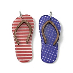 Красный Шлепанцы из прозрачного акрила с подвесками из тополя, с железным кольцом, красные, 42.5x19x3 мм, отверстие : 5 мм, 2 шт / комплект