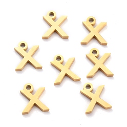 Letter X 304 подвески из нержавеющей стали, матовый стиль, греческий алфавит, золото, letter.x, letter.c: 9.5x8x1.5 мм, отверстие : 1.5 мм