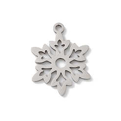 Нержавеющая Сталь Цвет Рождественские 201 подвески из нержавеющей стали, снежинка очарование, лазерная резка, анти-тускнение, цвет нержавеющей стали, 18x13.5x1 мм, отверстие : 1.5 мм