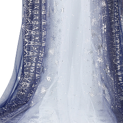 Черный Полиэстеровая марлевая ткань с узором в виде снежинок, окрашенная серебром, товары для поделок своими руками, прямоугольные, чёрные, 1600x0.3 мм, около 3 м / шт