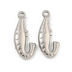 Нержавеющая Сталь Цвет Не тускнеющие 304 подвески из нержавеющей стали, креветочное очарование, цвет нержавеющей стали, 20.5x9.5x3 мм, отверстие : 1.5 мм