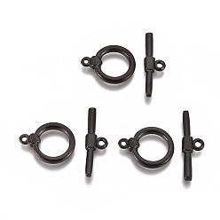 Electrophoresis Black 304 из нержавеющей стали застежками тумблеры, кольцо, ионное покрытие (ip), электрофорез черный, Кольцо: 18x14x3 mm, отверстие : 1.5 мм, бар: 23.5x7x3 mm, отверстие : 1.8 мм