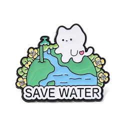 Небесно-голубой Белый кот с эмалевыми булавками цвета земли, значки на лацкан рюкзака из сплава со стразами, голубой, 26.5x32 мм