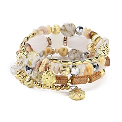 Бланшированный Миндаль Богемный браслет ручной работы из разноцветных камней и бусин, акриловый, бланшированный миндаль, внутренний диаметр: 1-7/8 дюйм (4.8 см)