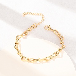 Золотой 304 женские браслеты-цепочки с бантиком из нержавеющей стали, ионное покрытие (ip), золотые, 6.89 дюйм (17.5 см)