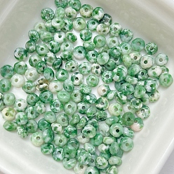 Камень с Зелеными Точками Натуральные зеленые пятна яшмы, рондель, 4.5x2.5 мм, отверстие : 1 мм