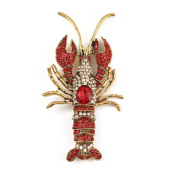 Другие Брошь из сплава со стразами серии Ocean, изысканная булавка на лацкан для женщин, рубин, омар, 97x52 мм