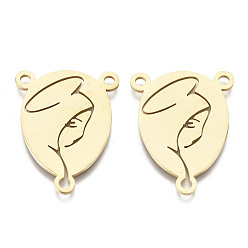 Настоящее золото 18K 201 нержавеющей стали ссылки люстра компонент, 3 Разъемы петли, овальные, реальный 18 k позолоченный, 29x22.5x1 мм, отверстие : 2 мм