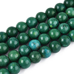 Темно-Зеленый Синтетический бирюзовый круглых бусин пряди, окрашенные, темно-зеленый, 8 мм, отверстие : 0.9~1.2 мм, около 49~50 шт / нитка, 13.78~14.17'' (35~36 см)