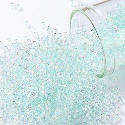 (170) Blue Topaz Dyed Transparent Rainbow Круглые бусины toho, японский бисер, (170) голубой топаз, окрашенный в прозрачную радугу, 11/0, 2.2 мм, отверстие : 0.8 мм, Около 50000 шт / фунт