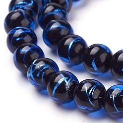 Королевский синий Серебряная фольга из фольги, круглые, королевский синий, 10 мм, отверстие : 2 мм, 40 шт / нитка, 14.57 дюйм