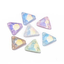 Mixed Color Mocha Effect Triangle Shape Sew on Rhinestone, K5 Glass Rhinestone, Multi-Strand Link, Plated Flat Back, Sewing Craft Decoration, Mixed Color, 12x13.5x4mm, Hole: 1mm