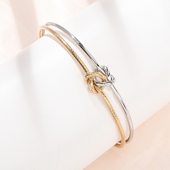 Golden & Stainless Steel Color Duo Tone 304 Stainless Steel Knot Open Cuff Bangles for Women, Golden & Stainless Steel Color, Inner Diameter: 2.48 inch(6.3cm)